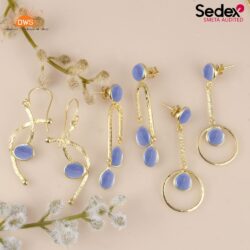 blue lace agate earrings set